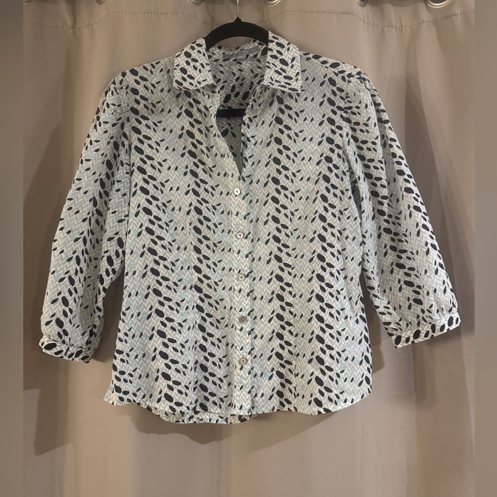 Foxcroft Blue and White Button Down Shirt